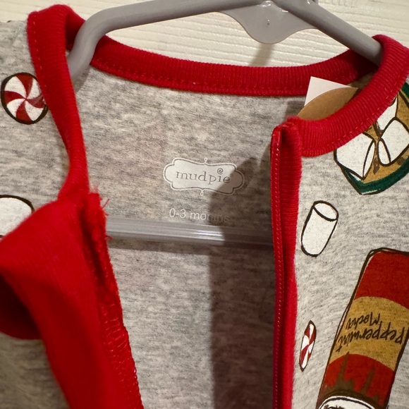 Mud Pie Infant Christmas Peppermint Cocoa Sleeper 0-3 Months, Winter Sleeper - Picture 6 of 14